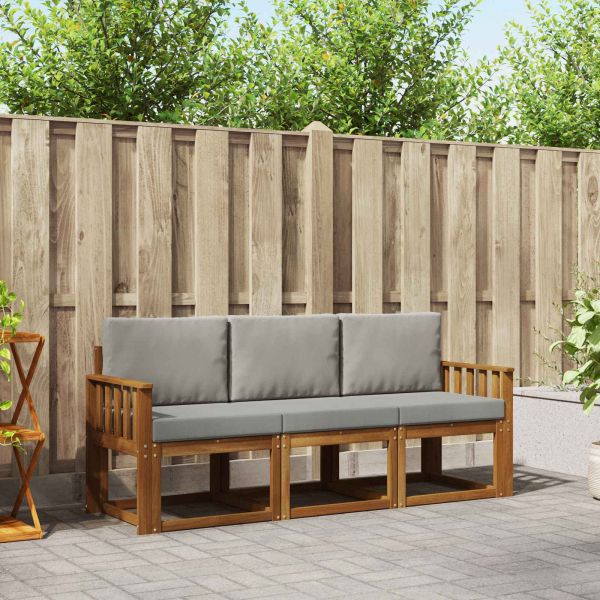 Комплект дивани за открито 3 pcs Естествено и светло сиво