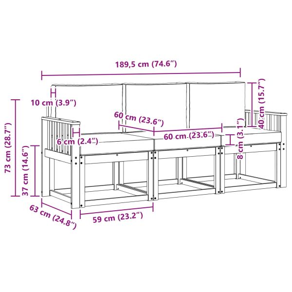 Комплект дивани за открито 3 pcs Естествено и светло сиво
