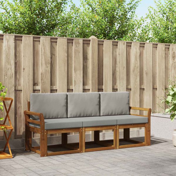 Комплект дивани за открито 3 pcs Естествено и светло сиво