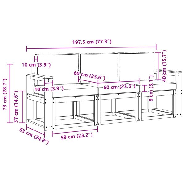 Комплект дивани за открито 3 pcs Естествено и светло сиво