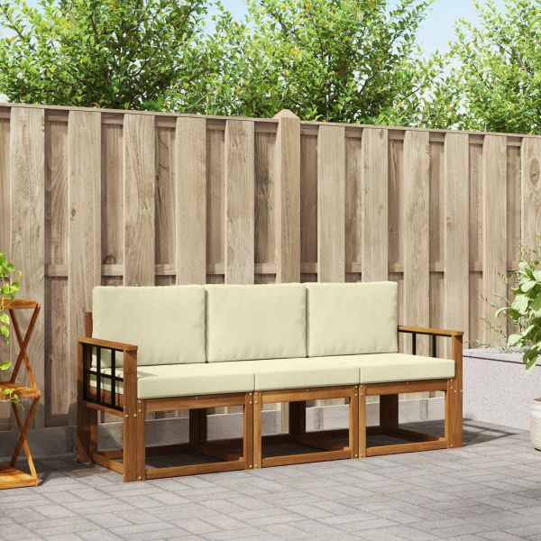 Комплект дивани за открито 3 pcs Натурален и Крема