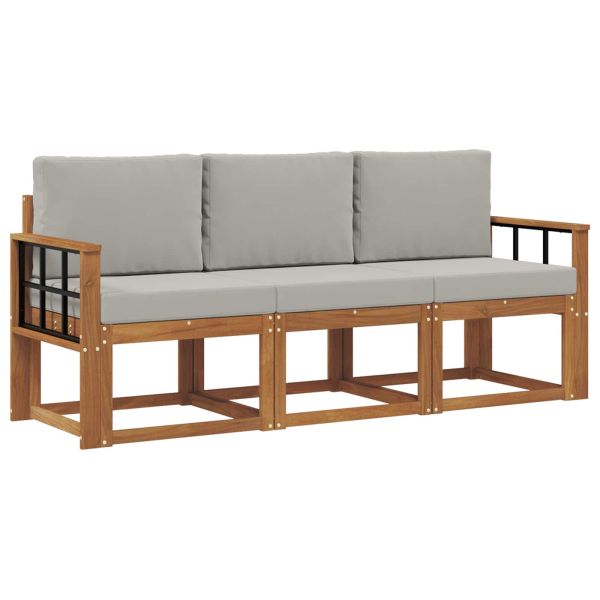 Комплект дивани за открито 3 pcs Естествено и светло сиво