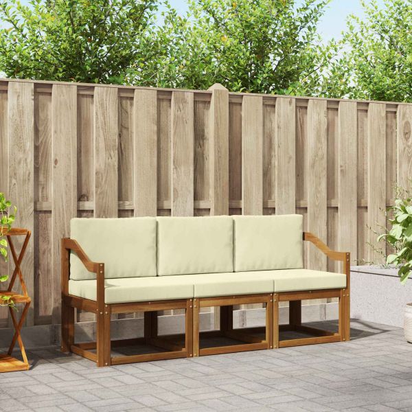 Комплект дивани за открито 3 pcs Натурален и Крема