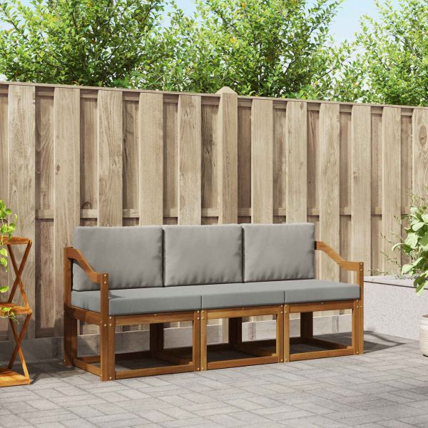 Комплект дивани за открито 3 pcs Естествено и светло сиво