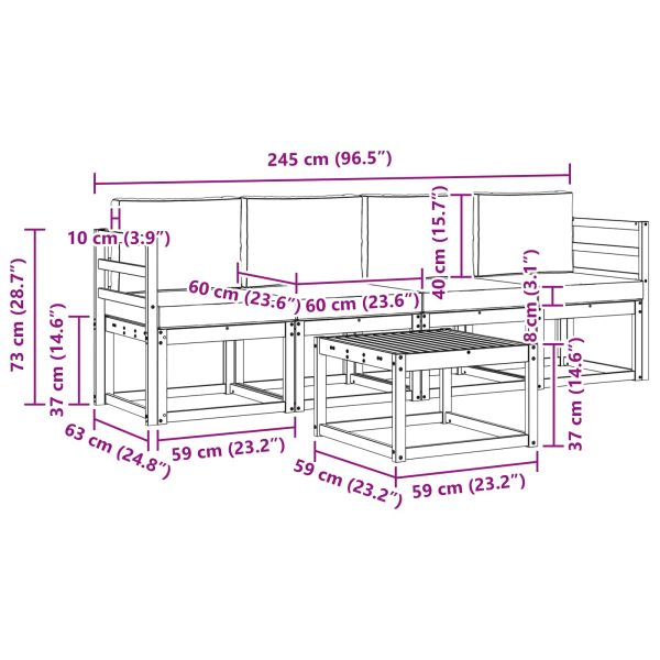 Комплект дивани за открито 5 pcs Естествено и светло сиво