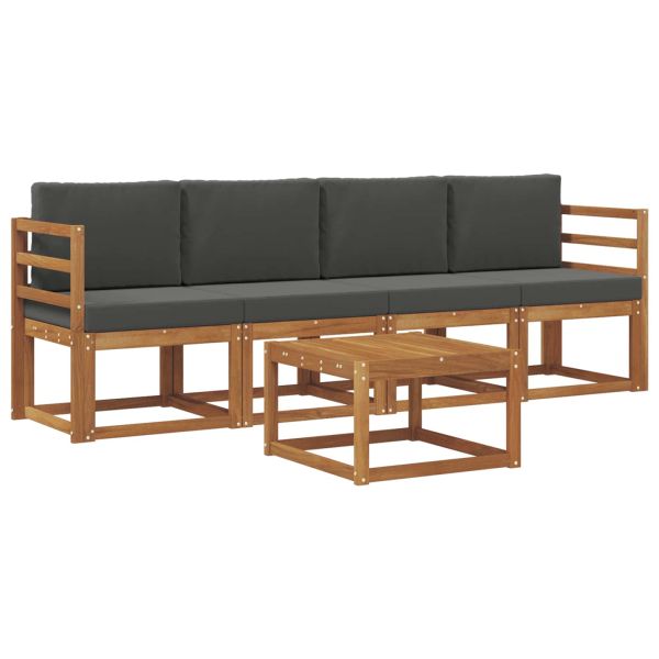 Комплект дивани за открито 5 pcs Натурален и Антрацит