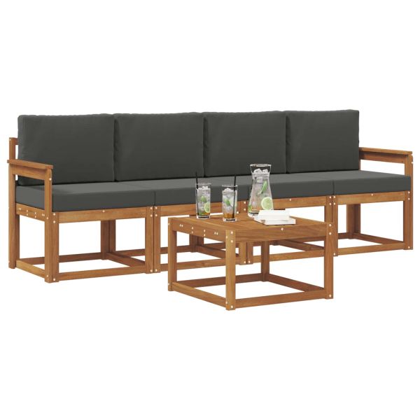 Комплект дивани за открито 5 pcs Натурален и Антрацит