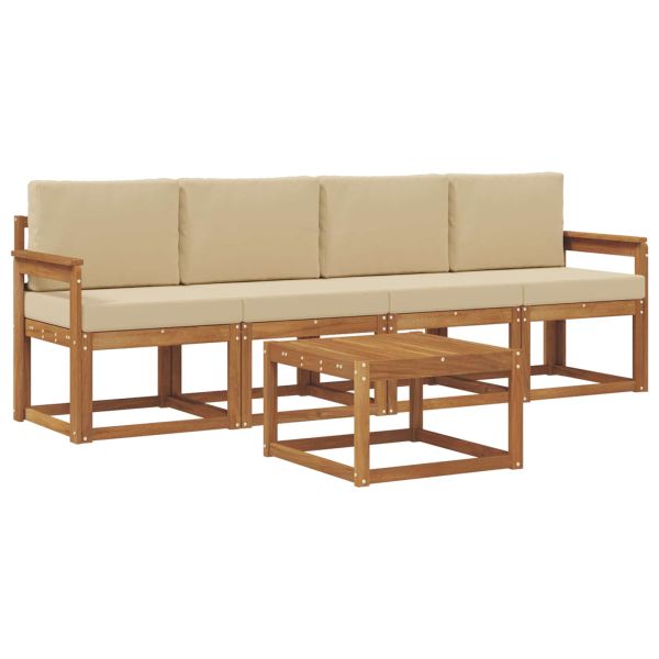 Комплект дивани за открито 5 pcs Натурален и Бежов