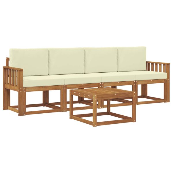 Комплект дивани за открито 5 pcs Натурален и Крема