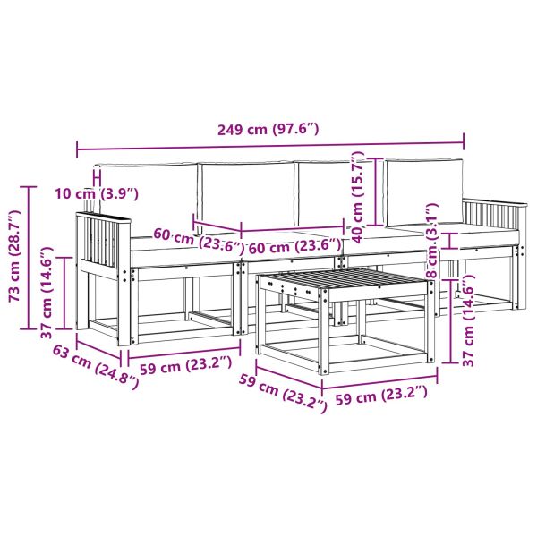 Комплект дивани за открито 5 pcs Натурален и Крема