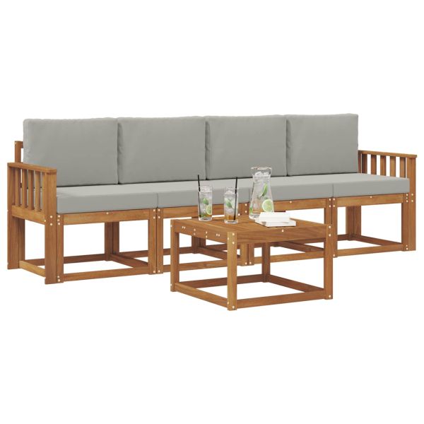 Комплект дивани за открито 5 pcs Естествено и светло сиво