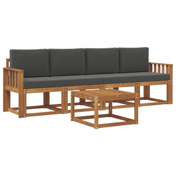 Комплект дивани за открито 5 pcs Натурален и Антрацит