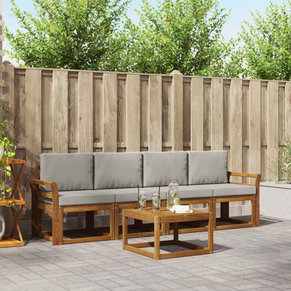 Комплект дивани за открито 5 pcs Естествено и светло сиво