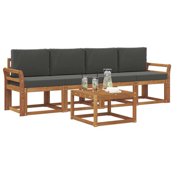 Комплект дивани за открито 5 pcs Натурален и Антрацит