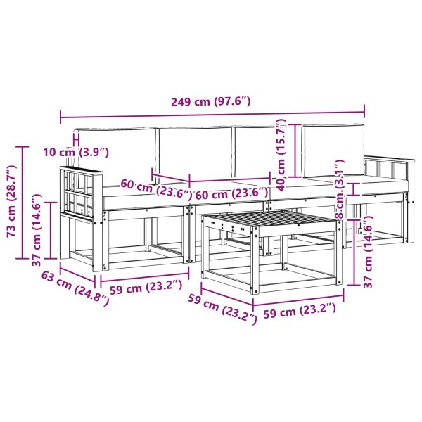Комплект дивани за открито 5 pcs Натурален и Крема