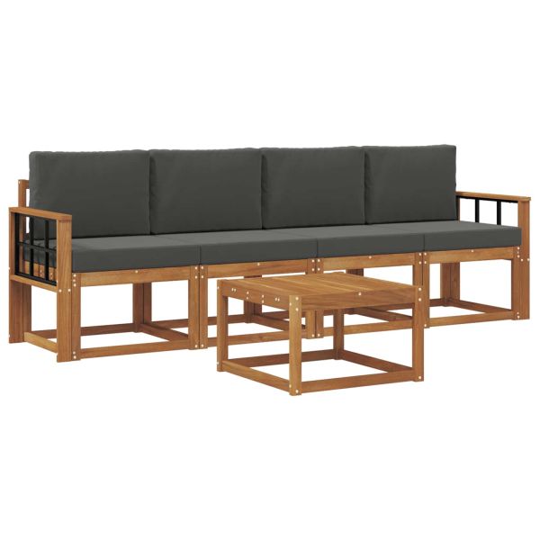 Комплект дивани за открито 5 pcs Натурален и Антрацит