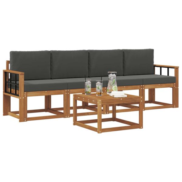 Комплект дивани за открито 5 pcs Натурален и Антрацит