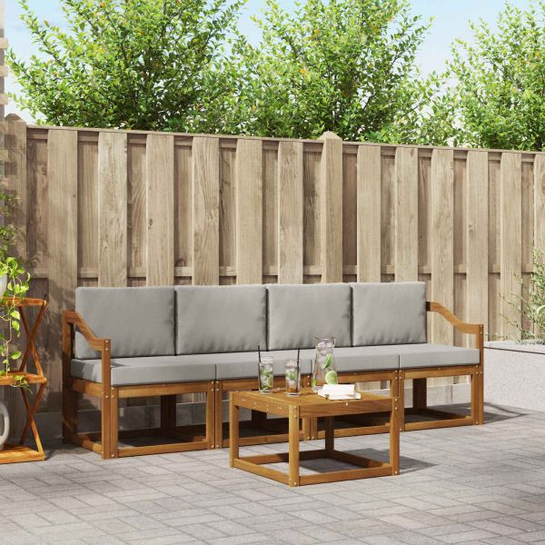 Комплект дивани за открито 5 pcs Естествено и светло сиво