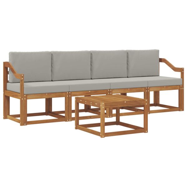 Комплект дивани за открито 5 pcs Естествено и светло сиво