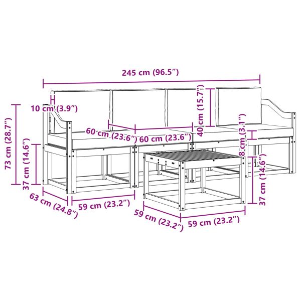 Комплект дивани за открито 5 pcs Естествено и светло сиво