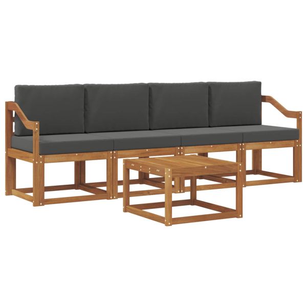 Комплект дивани за открито 5 pcs Натурален и Антрацит