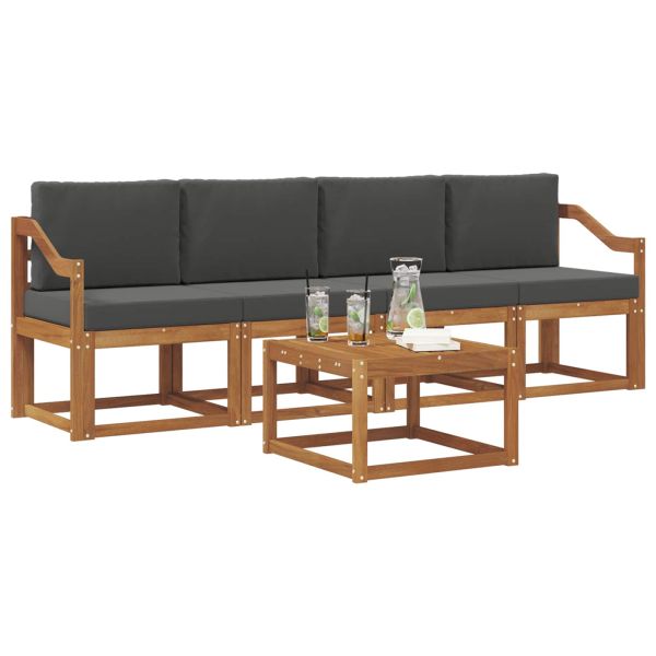 Комплект дивани за открито 5 pcs Натурален и Антрацит