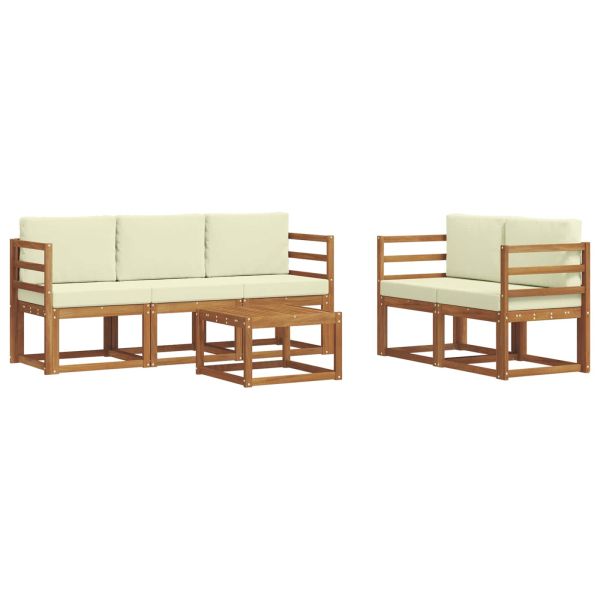 Комплект дивани за открито 6 pcs Натурален и Крема