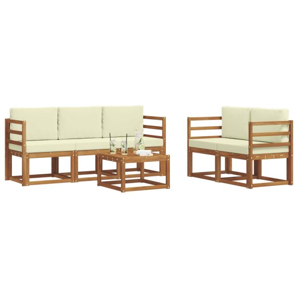 Комплект дивани за открито 6 pcs Натурален и Крема