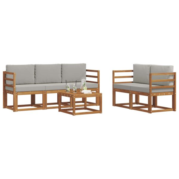 Комплект дивани за открито 6 pcs Естествено и светло сиво