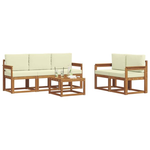 Комплект дивани за открито 6 pcs Натурален и Крема