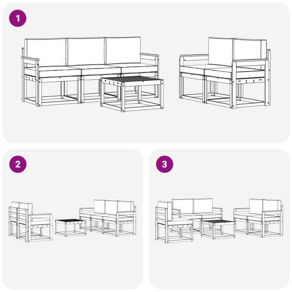 Комплект дивани за открито 6 pcs Натурален и Крема