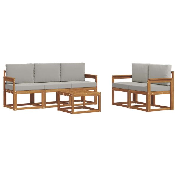 Комплект дивани за открито 6 pcs Естествено и светло сиво