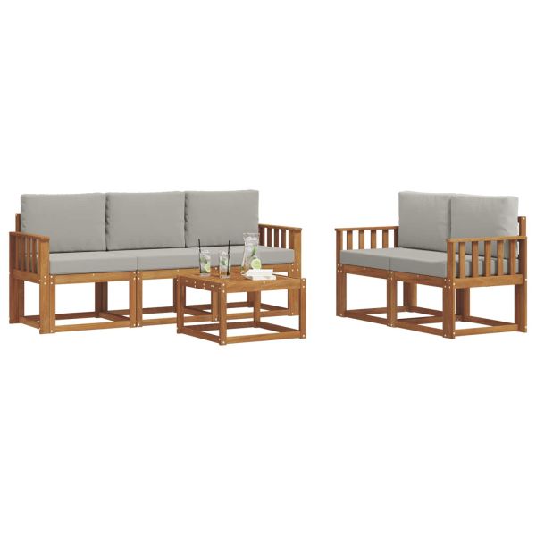 Комплект дивани за открито 6 pcs Естествено и светло сиво