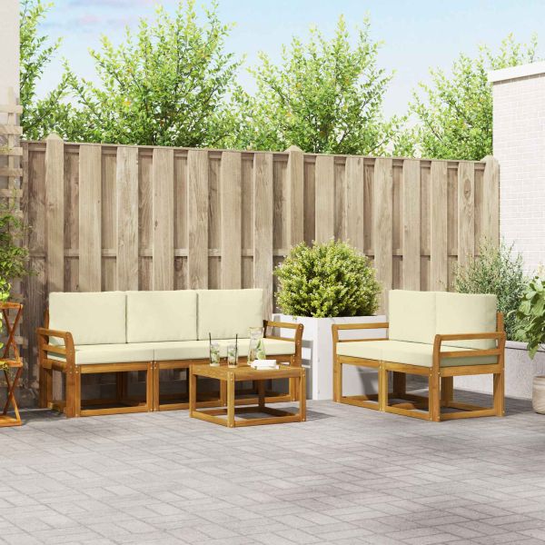 Комплект дивани за открито 6 pcs Натурален и Крема