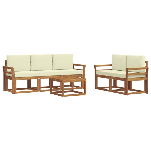 Комплект дивани за открито 6 pcs Натурален и Крема