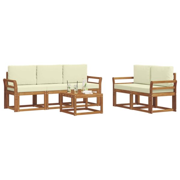 Комплект дивани за открито 6 pcs Натурален и Крема