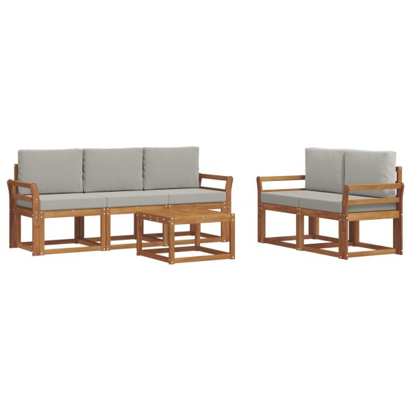 Комплект дивани за открито 6 pcs Естествено и светло сиво