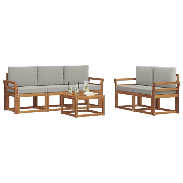 Комплект дивани за открито 6 pcs Естествено и светло сиво