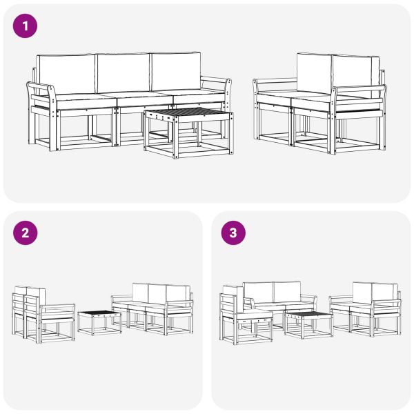 Комплект дивани за открито 6 pcs Естествено и светло сиво