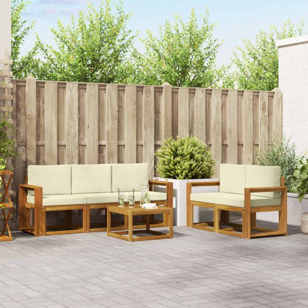 Комплект дивани за открито 6 pcs Натурален и Крема