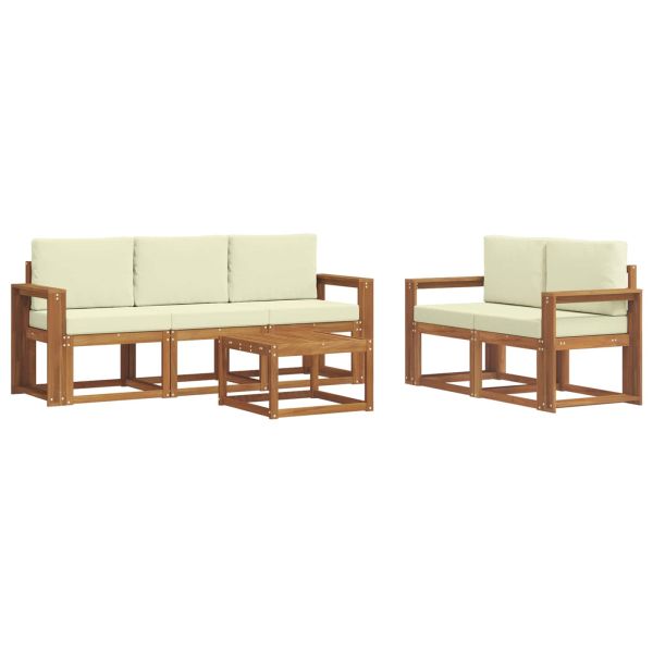 Комплект дивани за открито 6 pcs Натурален и Крема