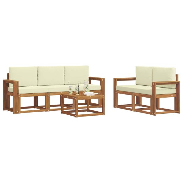 Комплект дивани за открито 6 pcs Натурален и Крема