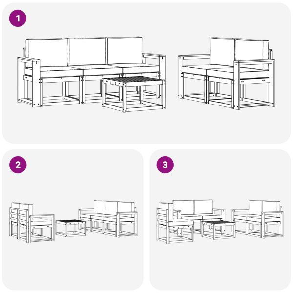 Комплект дивани за открито 6 pcs Натурален и Крема