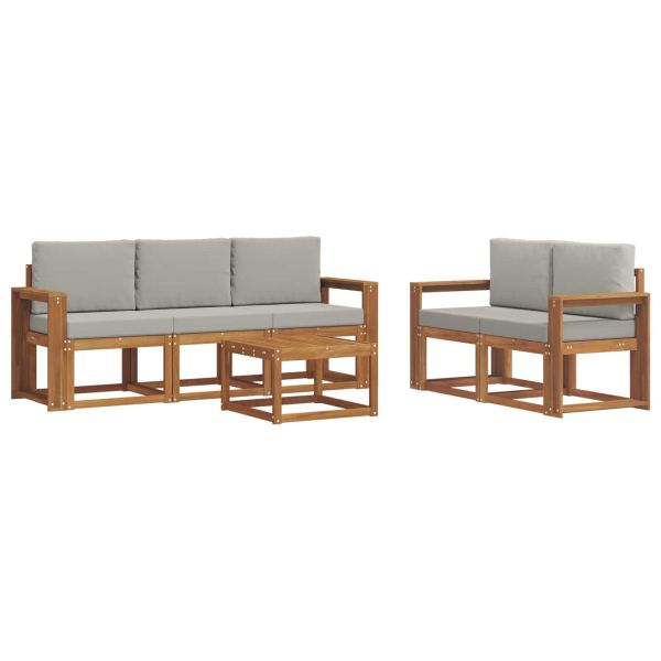 Комплект дивани за открито 6 pcs Естествено и светло сиво