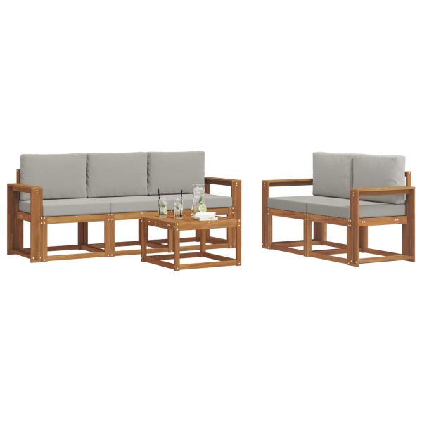 Комплект дивани за открито 6 pcs Естествено и светло сиво