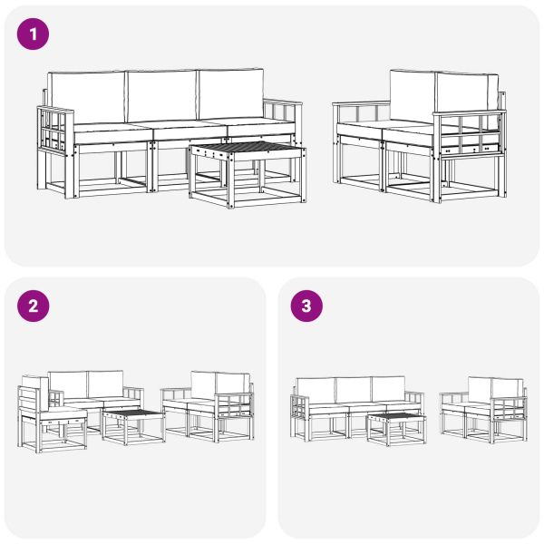 Комплект дивани за открито 6 pcs Натурален и Крема