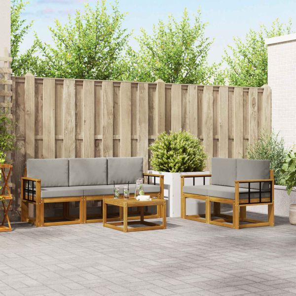 Комплект дивани за открито 6 pcs Естествено и светло сиво