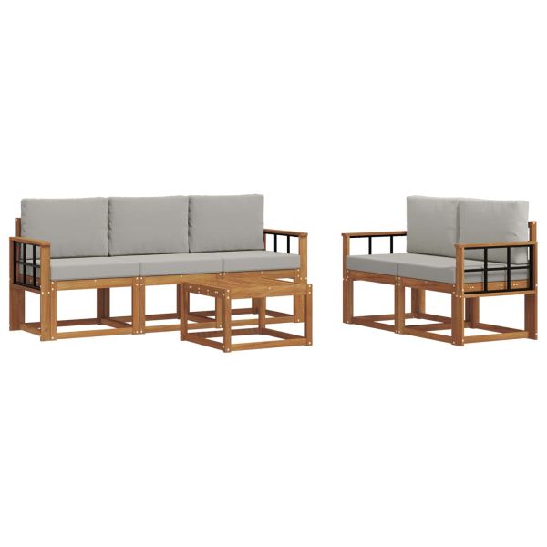 Комплект дивани за открито 6 pcs Естествено и светло сиво