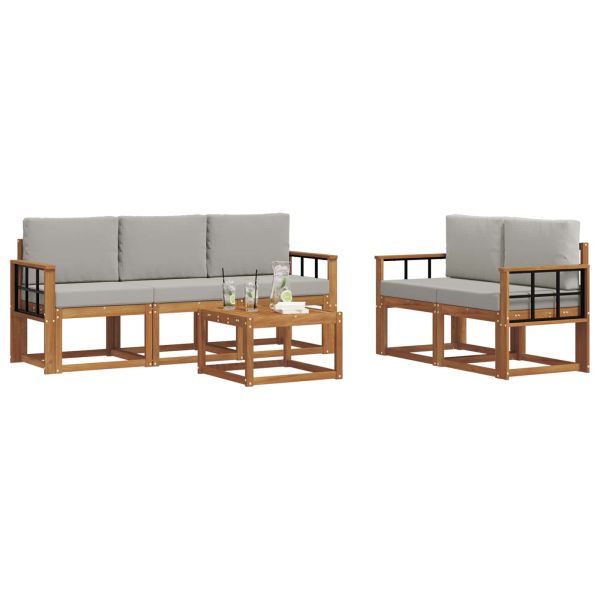 Комплект дивани за открито 6 pcs Естествено и светло сиво