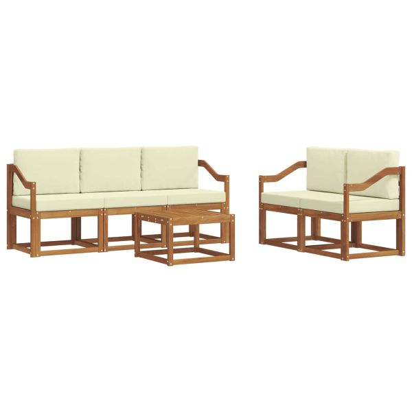 Комплект дивани за открито 6 pcs Натурален и Крема